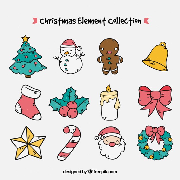Pack de elementos de navidad decorativos