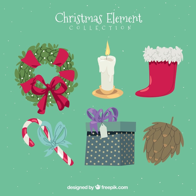 Vector gratuito pack de elementos navideños decorativos