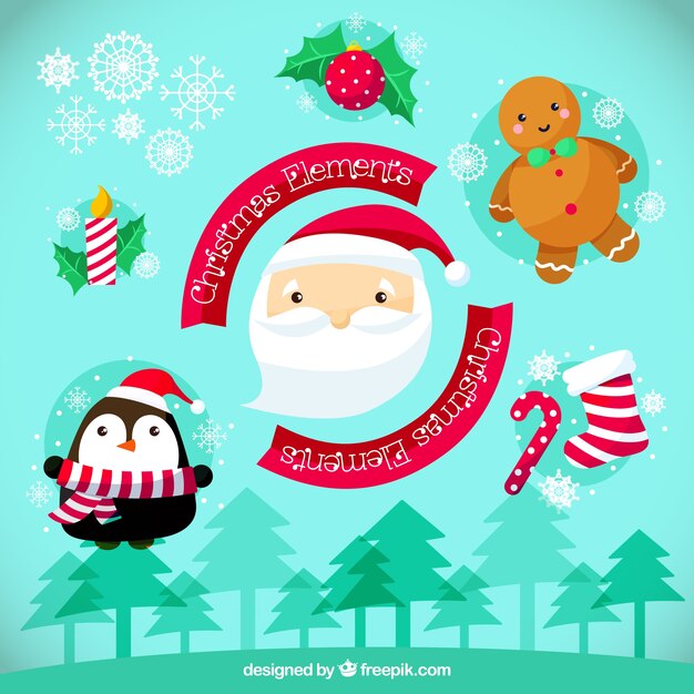 Pack de elementos navideños decorativos 