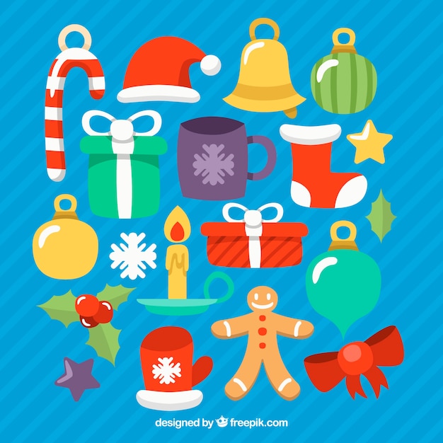 Vector gratuito pack de elementos navideños decorativos