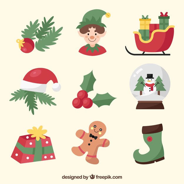 Pack de elementos navideños decorativos 