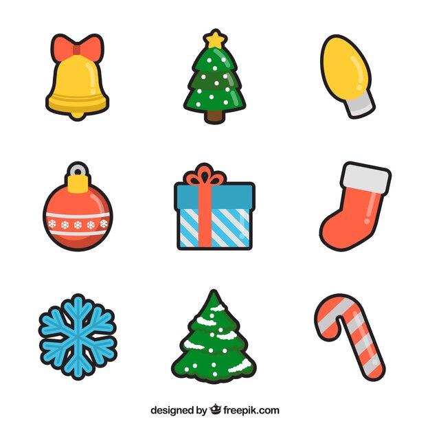 Pack de elementos navideños decorativos
