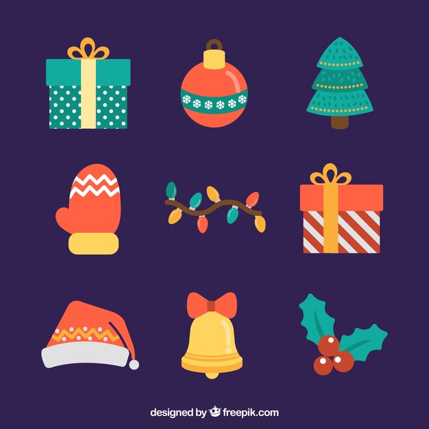 Pack de elementos navideños decorativos
