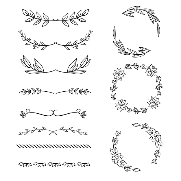 Pack de elementos ornamentales dibujados a mano