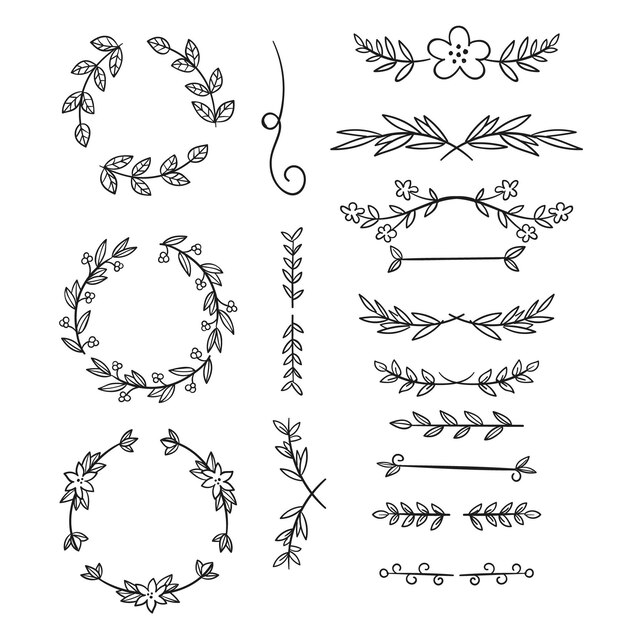 Pack de elementos ornamentales dibujados