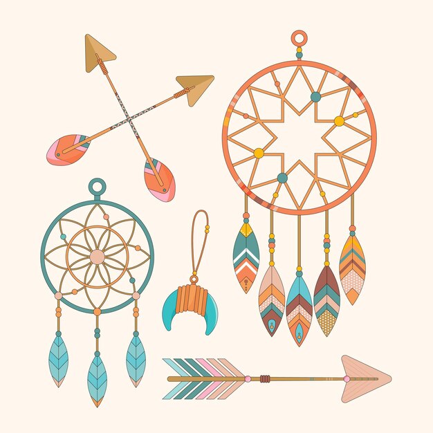 Pack de elementos planos boho