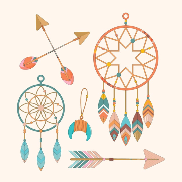Pack de elementos planos boho