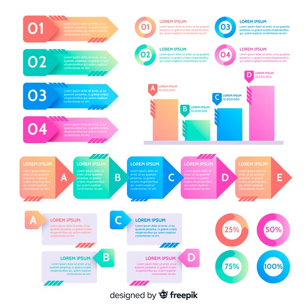 Pack de elementos planos infográficos