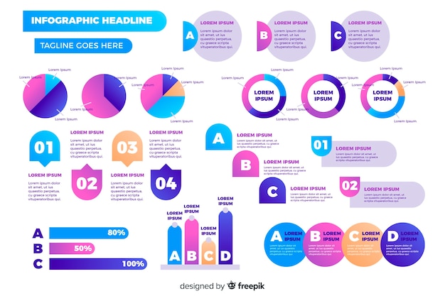 Vector gratuito pack de elementos planos infográficos