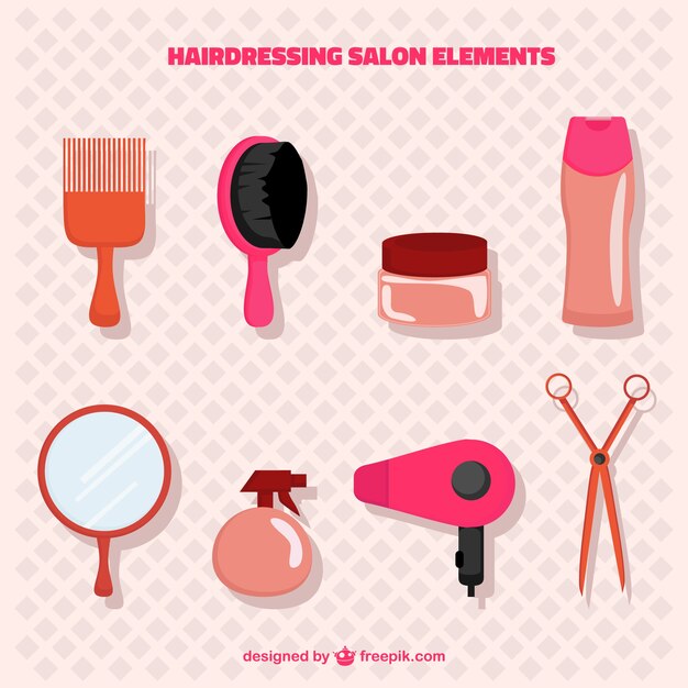 Pack de elementos de salón de peluquería rosa