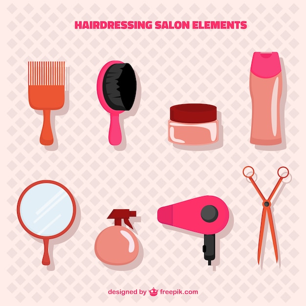 Pack de elementos de salón de peluquería rosa