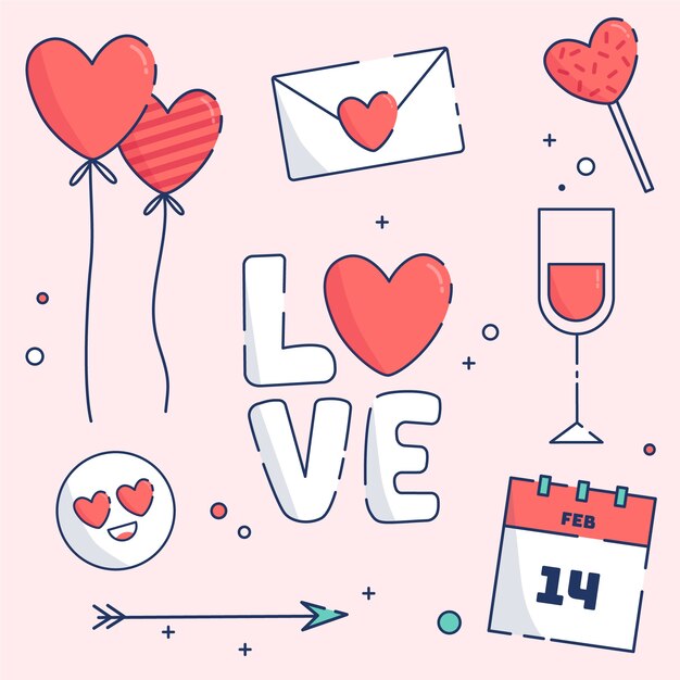 Pack de elementos de San Valentín
