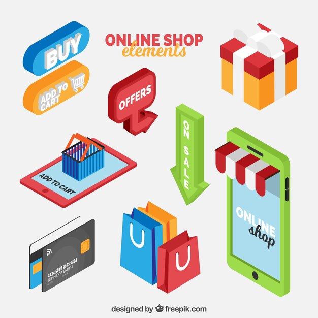 Pack de elementos de tienda online 