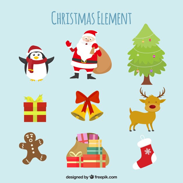 Pack de elementos tradicionales de navidad