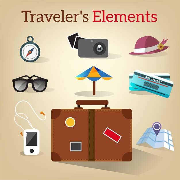 Pack de elementos de viaje