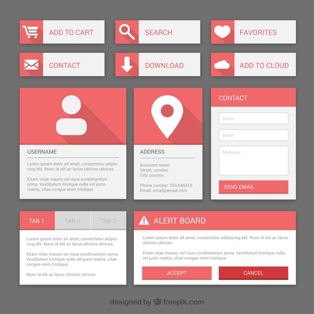 Pack de elementos web rojo