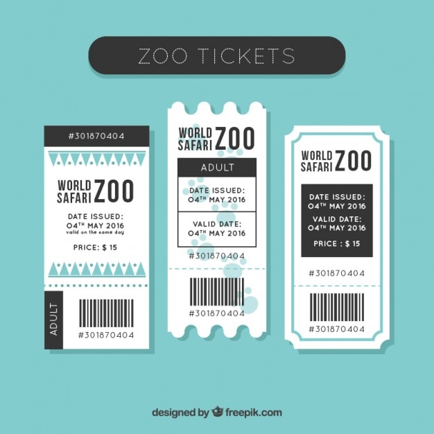 Vector gratuito pack de entradas planas de zoo