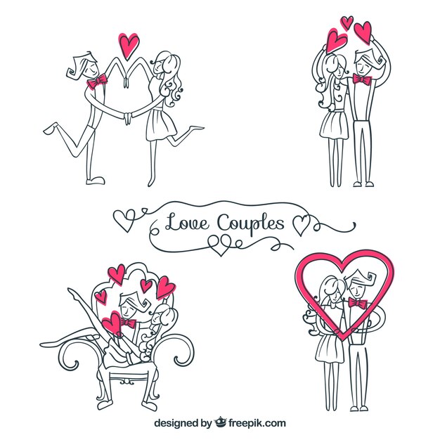 Pack de esbozos de parejas amorosas 