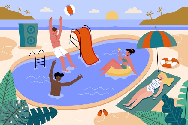 Pack de escenas de verano planas orgánicas