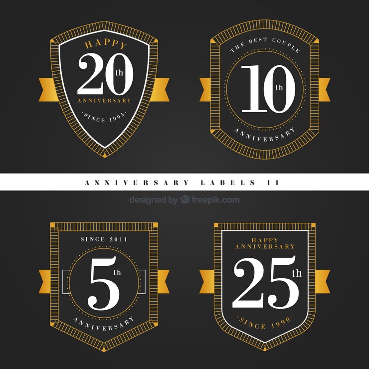 Vector gratuito pack de escudos de aniversario