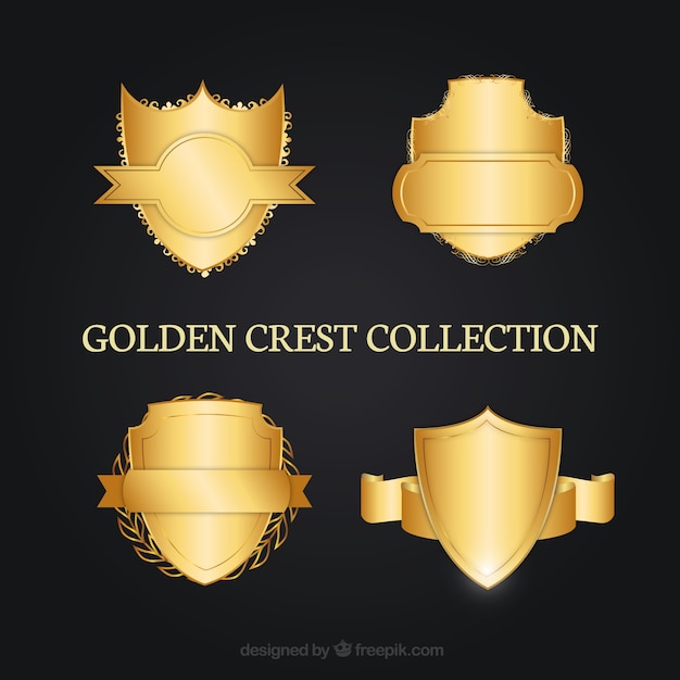 Vector gratuito pack de escudos heráldicos dorados decorativos