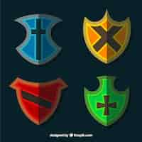 Vector gratuito pack de escudos heráldicos planos de colores