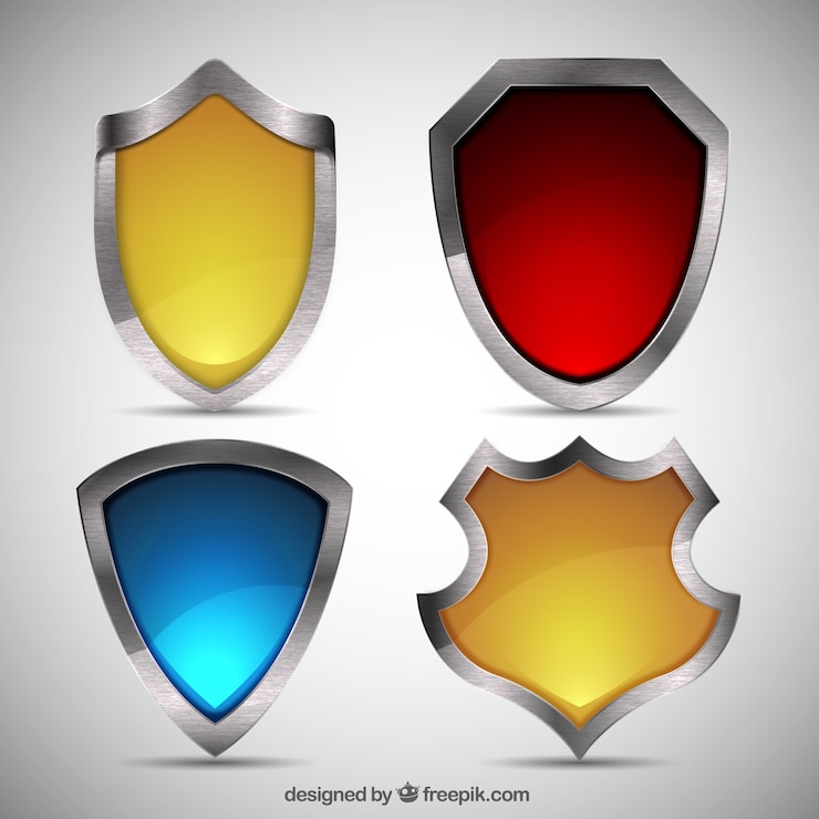 Vector gratuito pack de escudos de metal 