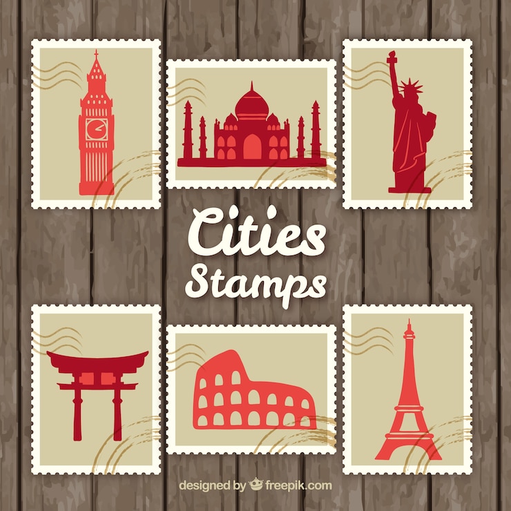 Vector gratuito pack de estampas de ciudades