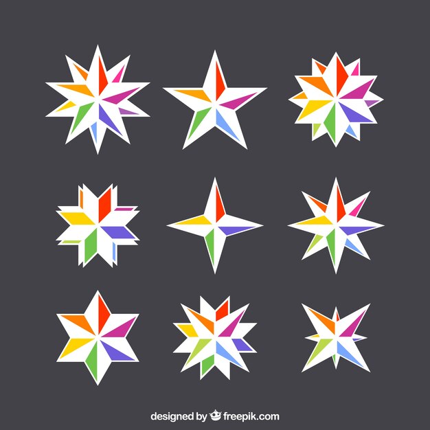 Pack de estrellas en colores de arco iris