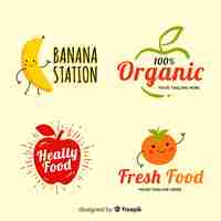 Vector gratuito pack etiquetas comida orgánica dibujadas a mano
