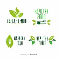 Vector gratuito pack etiquetas comida orgánica plana