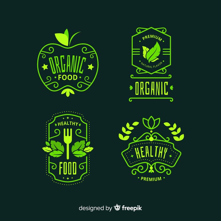 Vector gratuito pack etiquetas comida orgánica