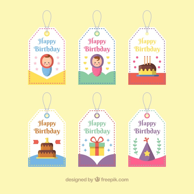 Pack de etiquetas de feliz cumpleaños