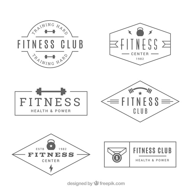 Pack de etiquetas de fitness retros