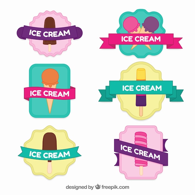Pack de etiquetas de helados con geniales colores