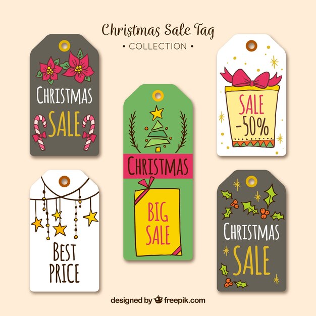 Pack de etiquetas navideñas de rebajas 