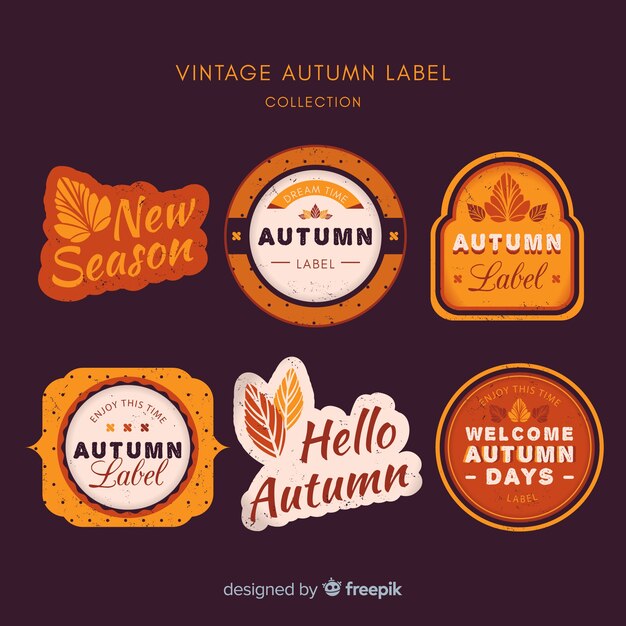 Pack de etiquetas de otoño de estilo vintage