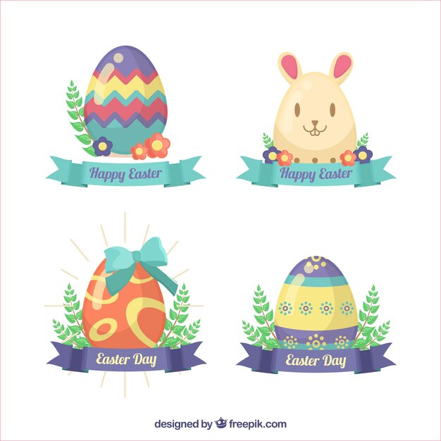 Vector gratuito pack de etiquetas de pascua