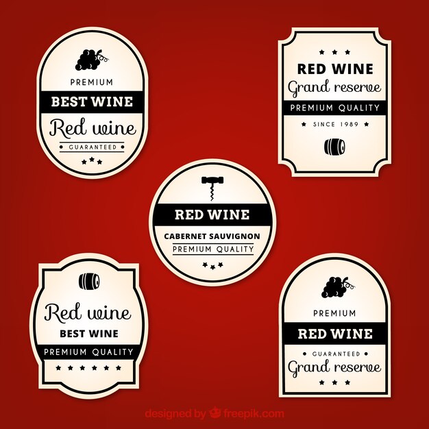 Pack de etiquetas retro de vino 