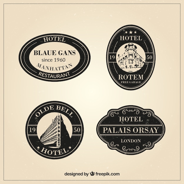 Vector gratuito pack de etiquetas vintage de hotel