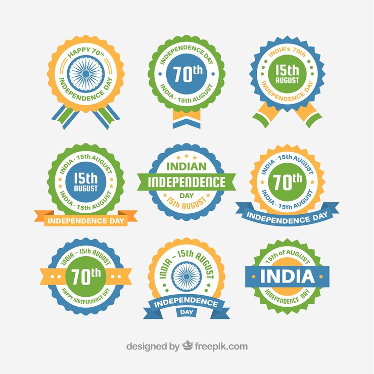 Vector gratuito pack de etiquetas vintage para la independencia de india
