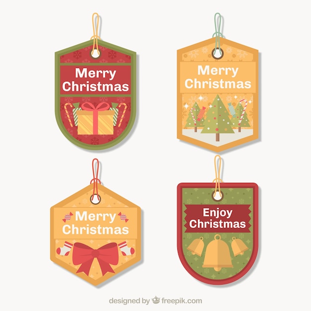 Vector gratuito pack de etiquetas vintage de navidad