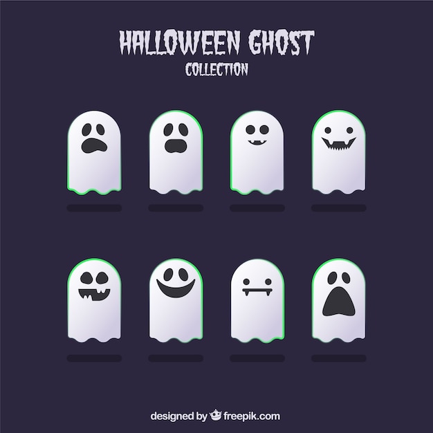 Pack de fantasmas en diseño plano
