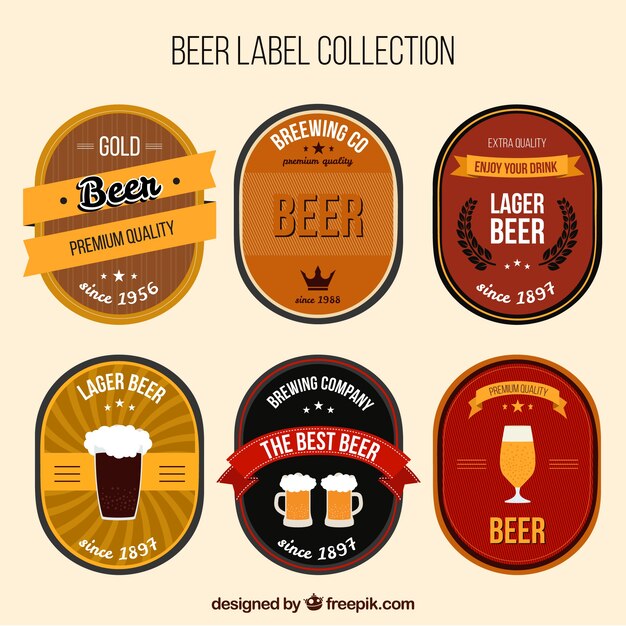 Pack fantástico de seis etiquetas de cerveza