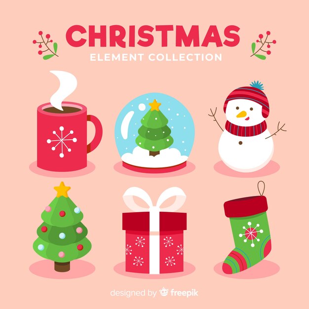 Pack flat de elementos de navidad