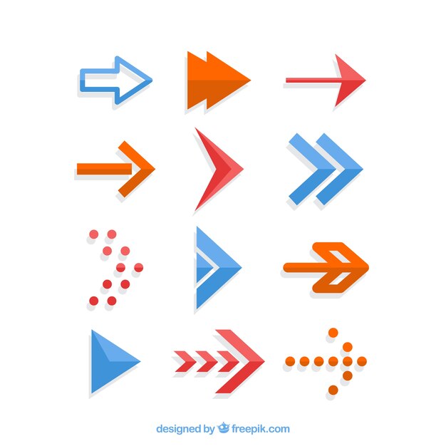 Pack de flechas creativas en diseño plano
