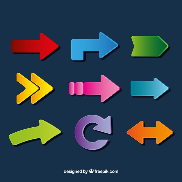 Pack de flechas infográficas de colores 