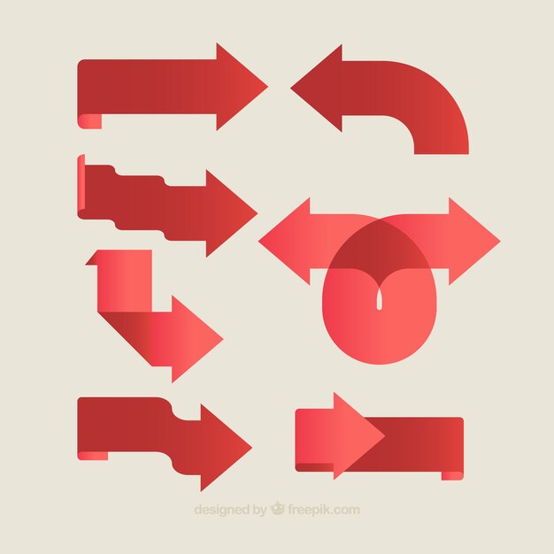 Pack de flechas rojas en diseño plano