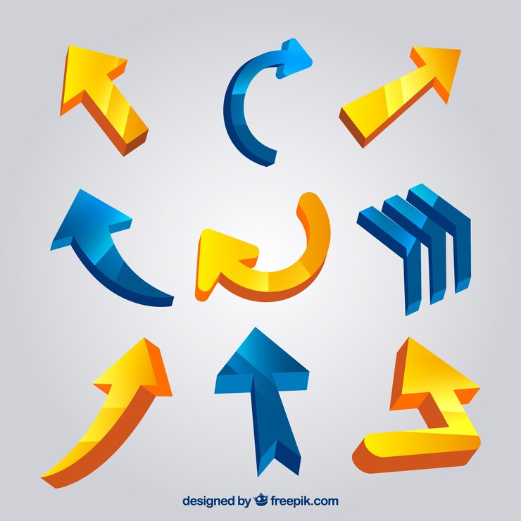 Vector gratuito pack de flechas tridimensionales