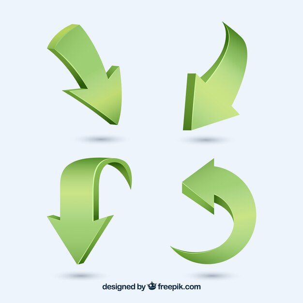 Pack de flechas verdes tridimensionales